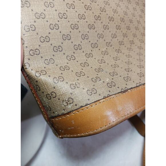 Vintage Gucci Tan Micro GG Monogram Ophidia Stripe Handbag And Wallet Set *Flaw - Picture 12 of 16